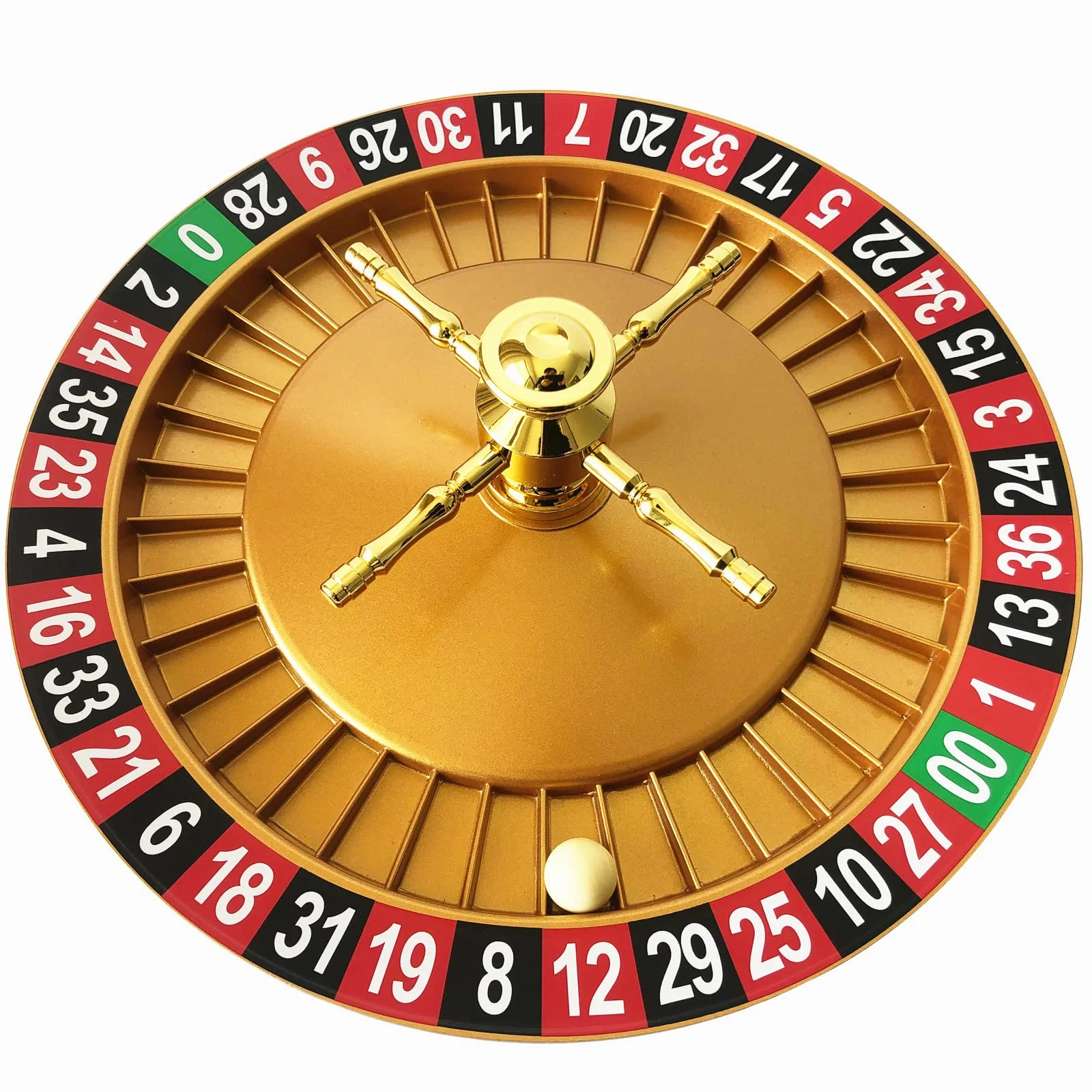 Rueda de ruleta de casino con números rojos y negros